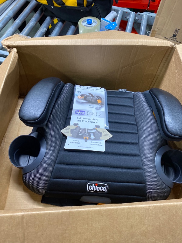 Photo 1 of Chicco GoFit Plus Backless Booster Car Seat with LATCH Attachment and Quick-Release LATCH Removal, Portable Travel Booster Seat for children 40-110 lbs. | Iron/Black