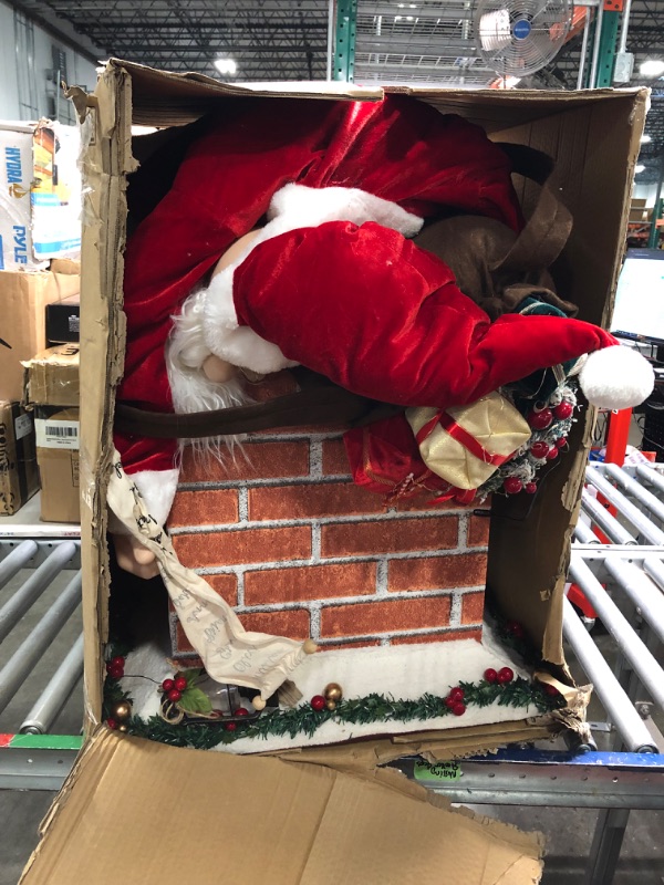 Photo 3 of 
Fraser Hill Farm 48-in. Santa in Chimney with Toy Sack and Lights,