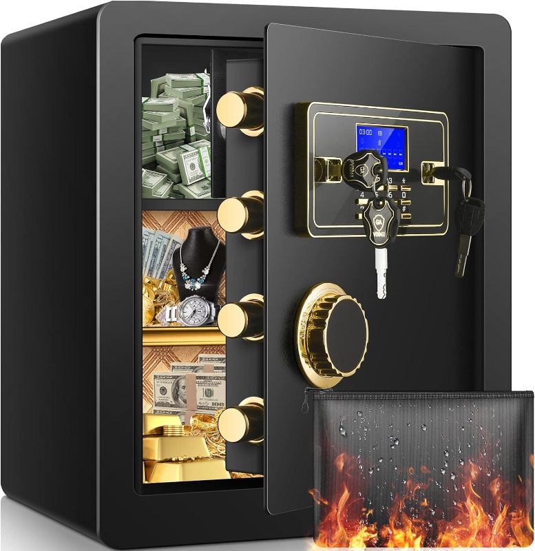 Photo 1 of 2.3 Cu ft Fireproof Safe Box for Home with Fireproof Bag, Electronic Home Security Safe with Programmable Keypad Lock and Built in Lock Box, Secure Documents Money Valuables