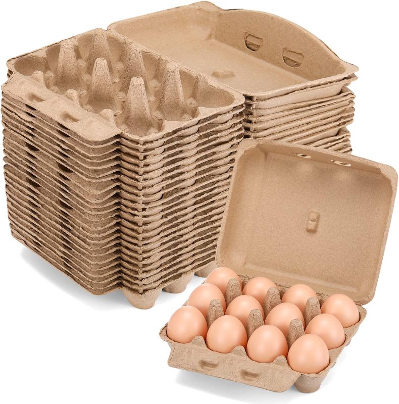 Photo 1 of Zubebe 200 Pieces Paper Pulp Egg Cartons, 3 x 4 Style, Sturdy, Multi-Functional, Degradable, Cardboard Material, Ideal for Family, Farms, Markets, Storing, Transporting, Selling
