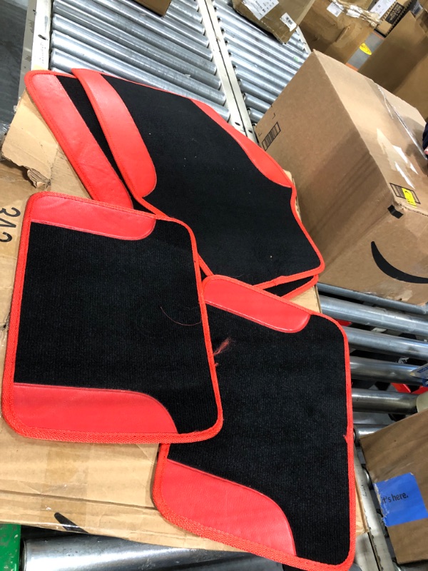 Photo 2 of BDK Red Carpet Car Floor Mats – Two-Tone Faux Leather Automotive Floor Mats, Included Anti-Slip Features and Built-in Heel Pad, Stylish Floor Mats for Cars Truck Van SUV