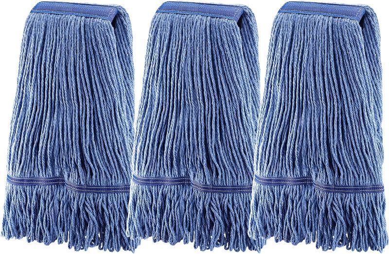 Photo 1 of (3 Pack) Mop Head Replacement, Mop Heads Commercial ,Blue Cotton Looped End String, Wet Industrial Cleaning Vintage Mop Head Replacements Refill, Swinger Loop Mop, for Heavy Duty Mop Heads,Light Blue