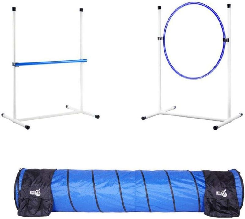 Photo 1 of 3 Piece Essential Dog Agility Equipment Set | Agility Jump | Tire Jump | 10’ Tunnel with Sandbags