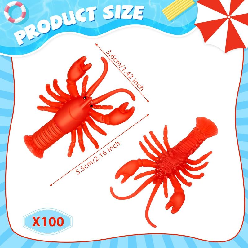 Photo 2 of 100 Pcs Mini Lobster Toy Crawfish Boil Party Supplies Soft TPR Rubber Lobster Food Models Fake Lobster Decor for Early Education Teaching Aids, Pendants,...