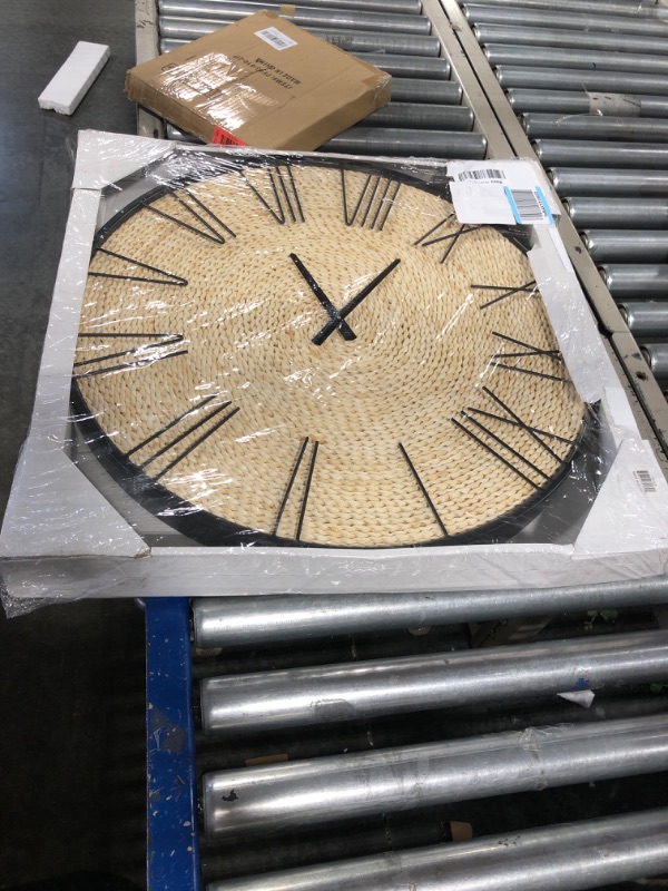Photo 1 of Deco 79 Dried Plant Coiled Wall Clock with Black Metal Frame, 24" x 2" x 24", Brown ***USED***DOESN'T WORK**** 