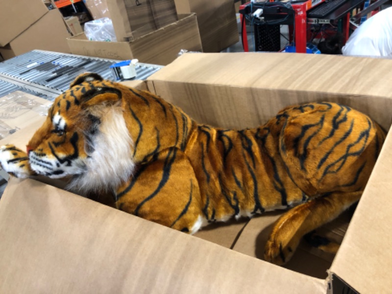 Photo 2 of Melissa & Doug Giant Tiger - Lifelike Stuffed Animal (over 5 feet long)