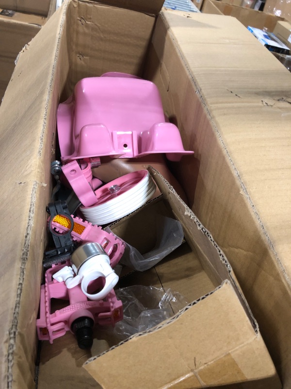 Photo 1 of 12 Inch Kids Bike for 2 3 4 Years Girls with Training Wheels & Front Handbrake, Kids Bicycle with Basket Bike Streamers Toddler Cycle Bikes, Pink