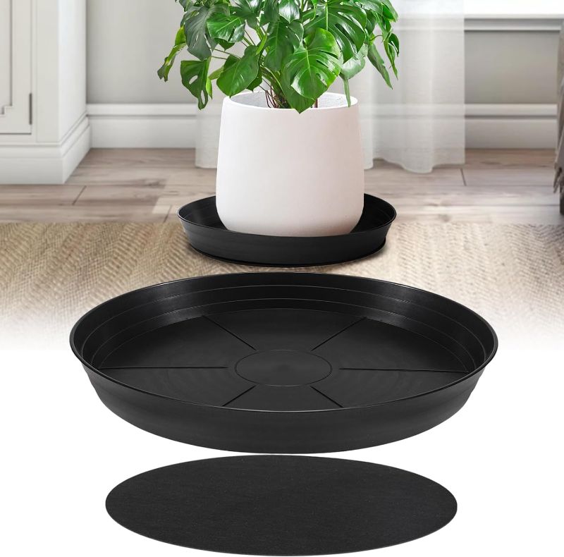 Photo 1 of 20 Inch Plant Saucer with Felt Pad, Extra-Large & Super-Deep Plant Tray, High Duty PP Sturdy Durable Plant Drip Trays for Indoor Outdoor Potted Plants