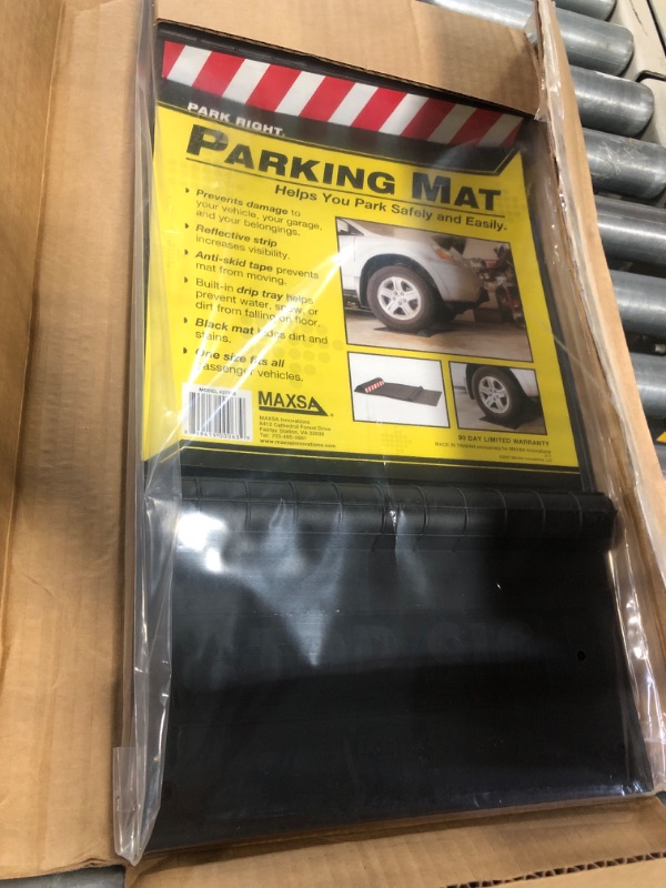 Photo 3 of Maxsa 37358-RS Park Right Perfect Parking Self Adhesive Anti-skid Parking Mat for Cars and Trucks, 2” x 11” x 21.5” Black with Reflective Strip 1-Pack Black Frustration-Free Packaging