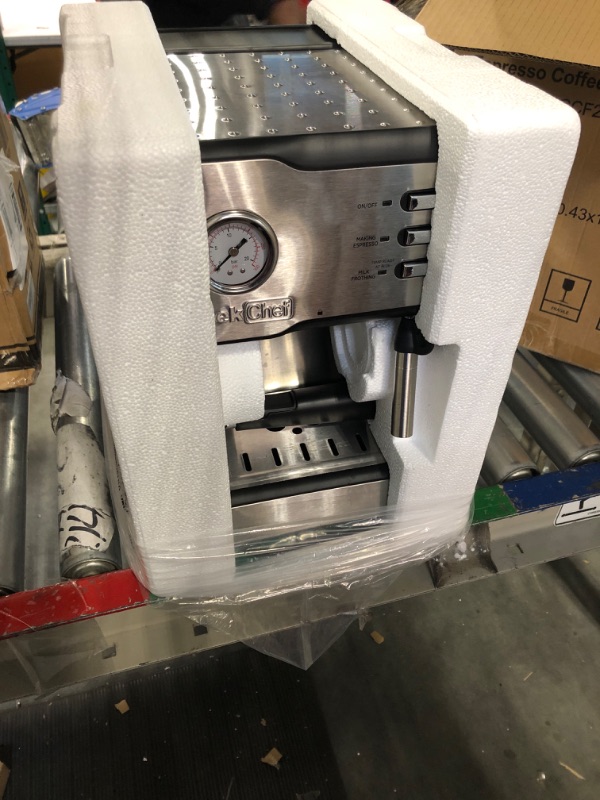 Photo 1 of Geek Chef Espresso Machine 20 Bar Pump Pressure Cappuccino latte Maker Coffee Machine with ESE POD filter&Pressure gauge, 1.5L Water Tank 950W, Silver Silver 15 bar