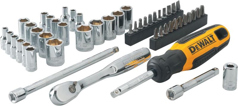 Photo 1 of ** loose material**
DEWALT Mechanics Tool Set, 1/4 Inch Drive, SAE and Metric, 50 Piece (DWMT81610T)
