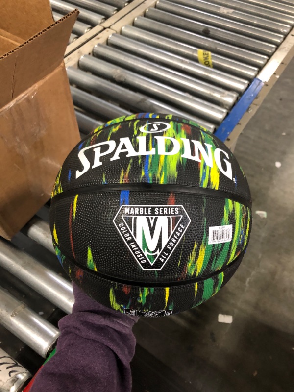 Photo 1 of Spalding Marble Series Multi-Color Outdoor Basketball Official Size 7, 29.5" Black