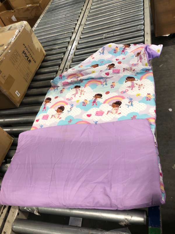 Photo 1 of Disney Doc McStuffins Cuddle Team Purple, Pink and Aqua Rainbows and Clouds Deluxe Easy Fold Toddler Nap Mat