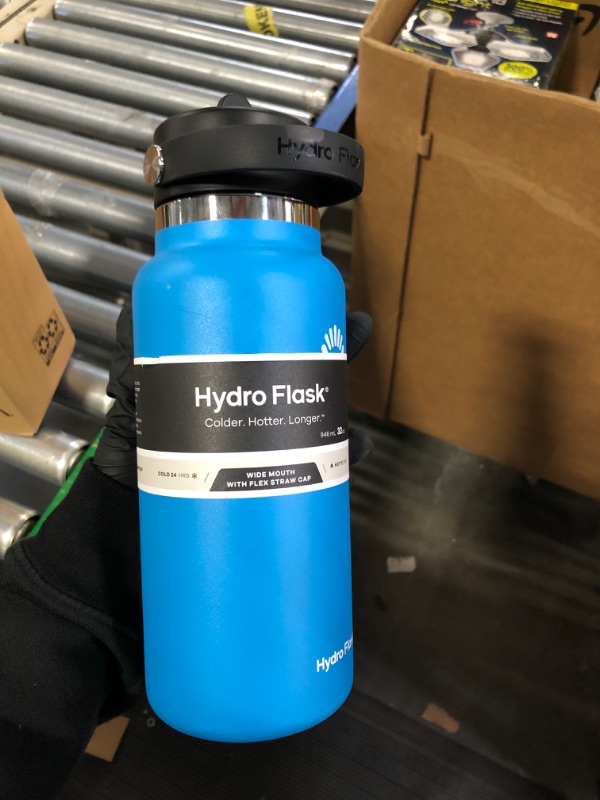 Photo 1 of ** has writing on it and a dent, see in last photos***
Hydro Flask 32 OZ Wide Flex Straw Cap Pacific, Cold 24,Dishwasher Safe,Leakproof
