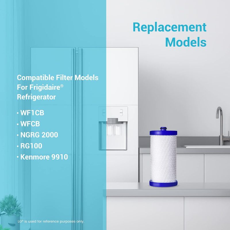 Photo 1 of 1 AQUA CREST WF1CB Refrigerator Water Filter, Compatible with Frigidaire PureSource WFCB, RG100, NGRG2000, WF284, Kenmore 9910, 469906, 469910 (