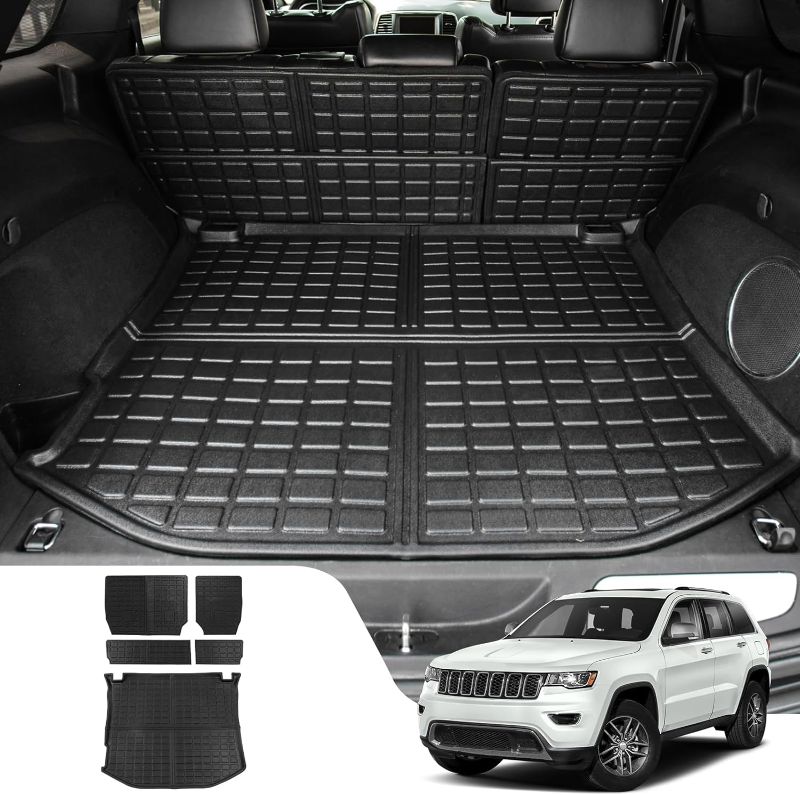 Photo 1 of Cargo Mat Compatible with 2011-2021 Jeep Grand Cherokee 2022 2023 Grand Cherokee WK Trunk Mat TPE Back Seat Cover Grand Cherokee Accessories (Fit Grand Cherokee,Backrest Mats+Trunk Mat)
