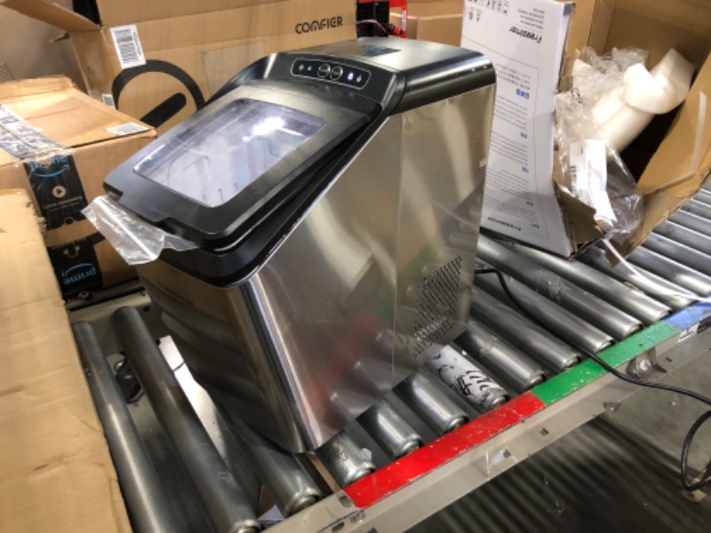 Photo 3 of Freezimer Dreamice X2 | 33lbs Thick Insulation Nugget Ice Maker Countertop with Chewable Sonic Ice | Self-Cleaning with Waterline | Pebble Ice Machine Soft Ice | Pellet Ice Makers Dreamice X2 Stainless Silver 1