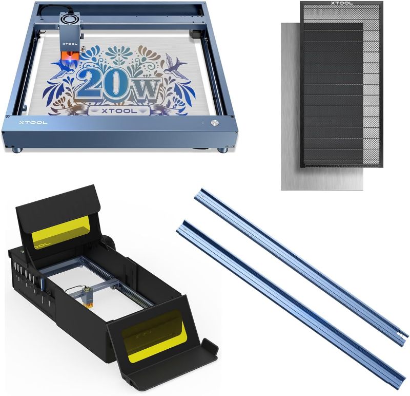 Photo 1 of **FOR PARTS** xTool D1 Pro 20W Laser Engraver + Extension Kit, with Laser Engraver, D1 Pro Extension Kit, Enclosure Max, Extension Honeycomb Panel, Laser Engraver for Wood and Metal, Paper, Fabric, Acrylic
