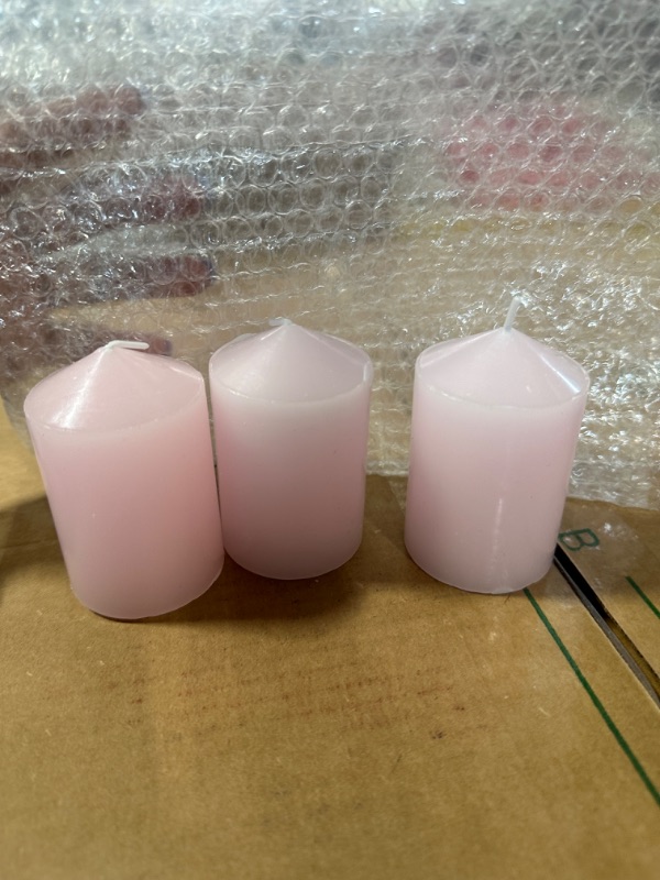 Photo 2 of yummi 2.25" x 3" Blush Slim Round Pillar Candles - 3 per Pack 2.25"x3" Blush