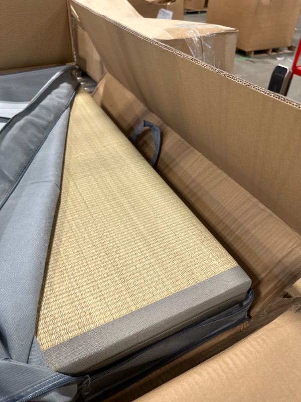 Photo 2 of MustMat Tatami Mat Twin XL Japanese Tatami Floor Mattress Rush Grass Tatami Bed with Storage Bag 39 x80 x1.4 in (Blue)