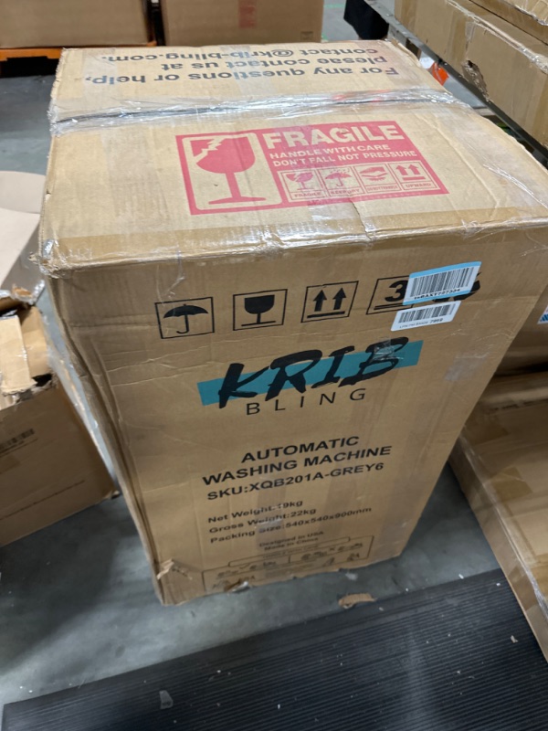 Photo 1 of Krib Bling Full-Automatic Washing Machine with LED Display, 17.7 lbs Portable Compact Laundry Washer with Drain Pump, 10 Wash Programs 8 Water Levels, Grey ***USED***