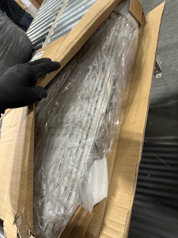 Photo 1 of Cat Litter Box Enclosure with Soft Litter Mat; Hidden Cat Washroom Furniture with Door; Handwoven Rattan Cat House with Large Space; Pet Crate for Living Room, Bedroom, Balcony (White) 30.3'' L x 18.2'' W x 24.2'' H White