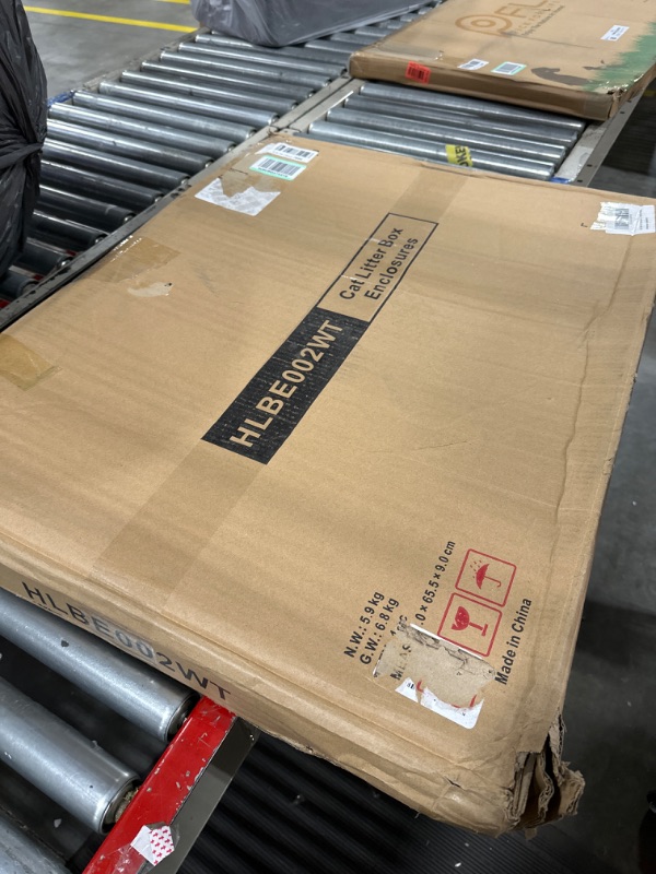 Photo 1 of Cat Litter Box Enclosure with Soft Litter Mat; Hidden Cat Washroom Furniture with Door; Handwoven Rattan Cat House with Large Space; Pet Crate for Living Room, Bedroom, Balcony (White) 30.3'' L x 18.2'' W x 24.2'' H White