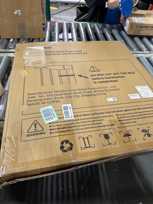 Photo 1 of Cumbor 29.7"-51.5" Baby Gate Extra Wide, Safety Dog Gate for Stairs, Easy Walk Thru Auto Close Pet Gates for The House, Doorways, Child Gate Includes 4 Wall Cups, Brown, Mom's Choice Awards Winner Brown 30.5" Tall