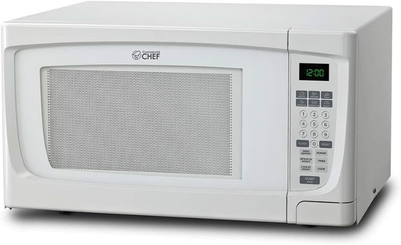 Photo 1 of COMMERCIAL CHEF 1.6 Cubic Foot Microwave with 10 Power Levels, Small Microwave with Push Button, 1000 Watt Microwave with Digital Control Panels, Countertop Microwave with Timer, White
