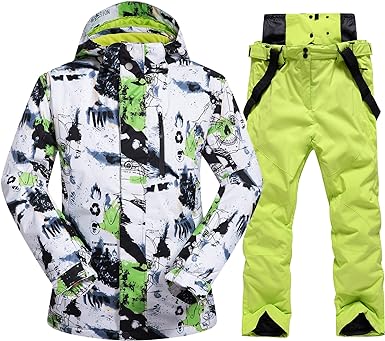 Photo 1 of Mens Ski Jacket and Pants Set Ski Suit Winter Waterproof Windproof Hooded Snow Coat 2 Pieces Snowboarding Snowsuits
