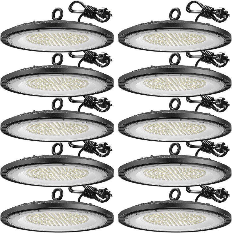 Photo 1 of Amico LED High Bay Light 150W 21,000lm 5000K UFO LED High Bay Shop Light with UL Listed US Hook 5' Cable Alternative to 650W MH/HPS for Commercial Bay Lighting Fixture-10 Pack
