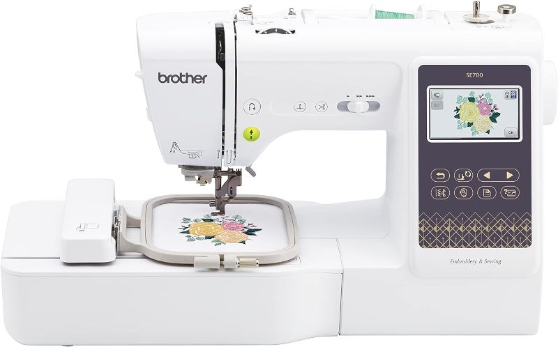 Photo 1 of ** new open box**
Brother SE700 Sewing and Embroidery Machine, Wireless LAN Connected, 135 Built-in Designs, 103 Built-in Stitches, Computerized, 4" x 4" Hoop Area, 3.7" Touchscreen Display, 8 Included Feet
