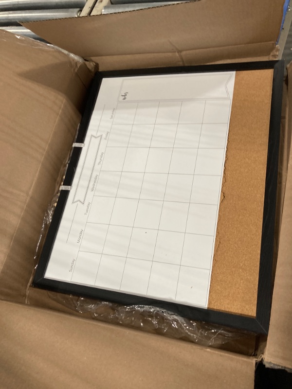Photo 3 of TORASO Whiteboard Calendar & Corkboard, 18" x 22" Magnetic Surface Combination Dry Erase White Board & Bulletin Board, Black Wood Framed Blackboard/Calendar/Cork Combo Board(ZHYL-BK-4555) Black 18“×22”