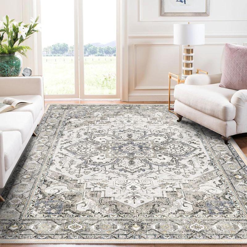 Photo 1 of ** new open package**
Washable Area Rug Vintage - Living Room Farmhouse Oriental Rug 5x8 Distressed Non-Slip Stain Resistant Carpet for Bedroom Dining Room Home Office (5x8 Grey/Blue)
