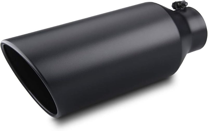 Photo 1 of LCGP 4" inlet to 7" outlet 18" Long Universal Diesel Truck Exhaust Tip,Stainless Steel, Black Powder Coated, Bolt-On Tailtip