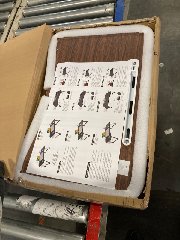 Photo 1 of Foldable Laptop Bed Table Multi-Function Lap Bed Tray Table with Storage Drawer and Water Bottle Holder, Serving Tray Dining Table with Slot for Eating, Working on Bed/Couch/Sofa