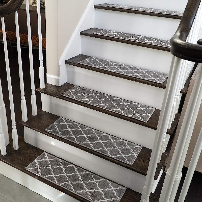 Photo 1 of ** only 7**
SUSSEXHOME Stair Treads - 100% Polypropylene Carpet Strips for Indoor Stairs - Easy to Install Runner Rugs W/ Double Adhesive Tape - Safe, Extra-Grip, Decorative Mats - 13-Pack - Gray