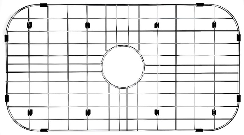 Photo 1 of 26" x 14" Kitchen Sink Grid and Sink Protectors, Stainless Steel Sink Grids for Bottom of Kitchen Sink Centered Drain with Corner Radius, Stainless Steel
