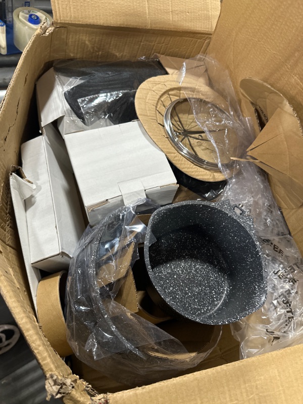 Photo 1 of JEETEE Pots and Pans Set Nonstick Induction Cookware Sets, 20 Pcs w/Frying Pan, Saucepan, Sauté Pan, Griddle Pan, Crepe Pan, PFOA Free (Grey,Granite, 20 pieces) Gray 20 pcs Granite Set