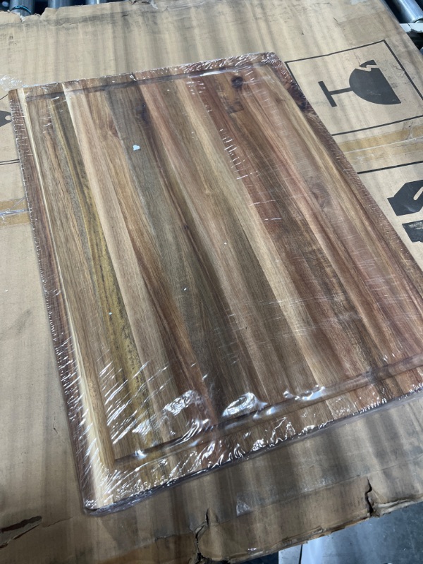Photo 1 of Saffron & Sage Extra Large Wood Cutting Board - Thick 23 x 17 x 1.5 Inch Acacia Wooden Cutting Boards for Kitchen use with Deep Juice Groove, Reversible Chopping Board Doubles as a Charcuterie Board XX-Large