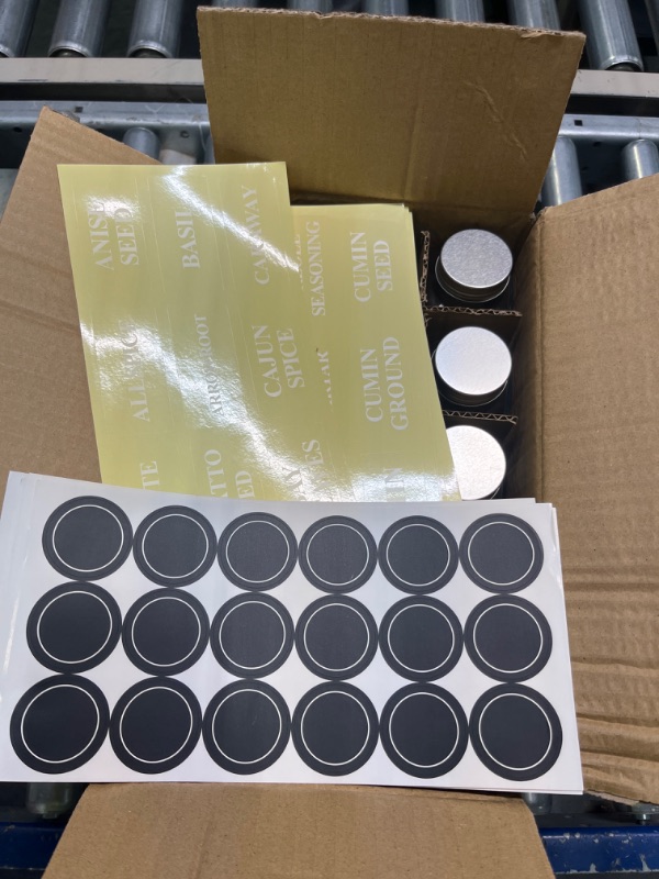 Photo 1 of 14 Pcs Glass Spice Jars with Spice Labels - 4oz Empty Square Spice Bottles - Shaker Lids and Airtight Metal Caps - Chalk Marker and Silicone Collapsible Funnel Included