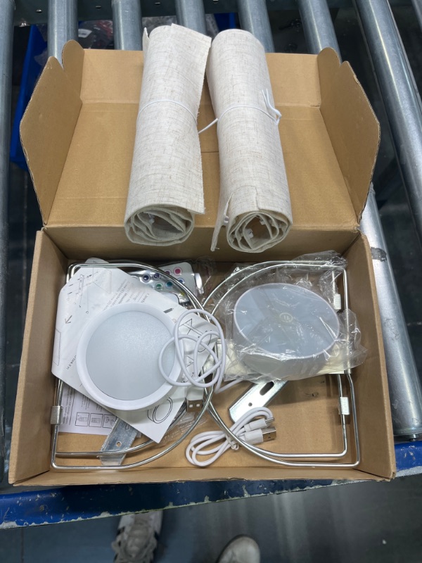 Photo 1 of Rechargeable Wall Sconce Magnetic Wireless Lamp RGB Colors Dimmable with Fabric Linen Shade and Remote, Lighting Decor Set of 2 for Bedroom Living Room Hallway Charging