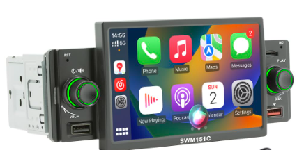 Photo 1 of 5 Inch Single Din Car Stereo Built-in Apple CarPlay/Android Auto/Mirror-Link Features, Full HD IPS Touchscreen Radio with Bluetooth 5.1 Handsfree, 12LED Waterproof Backup Camera, Voice Assistant