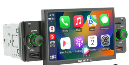 Photo 1 of 5 Inch Single Din Car Stereo Built-in Apple CarPlay/Android Auto/Mirror-Link Features, Full HD IPS Touchscreen Radio with Bluetooth 5.1 Handsfree, Voice Assistant