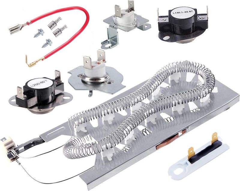 Photo 1 of 3387747 Dryer Heating Element & 279816 Thermostat Kit & 279973 3392519 Thermal cut-off Fuse Replacement Compatible with Kenmore, Samsung, Whirlpool, KitchenAid electric dryers and more