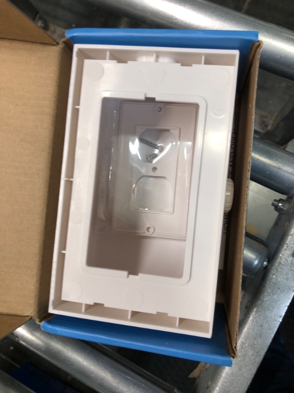 Photo 1 of Baby Safety Outlet Cover BOX [Patent Pending] Double Lock for Much Better Toddler Proofing, Easier Operation, Simple 3 Step Install with Included Screws. Provides Extra Space Inside for Plugs,Adapters White 1 Count (Pack of 1)