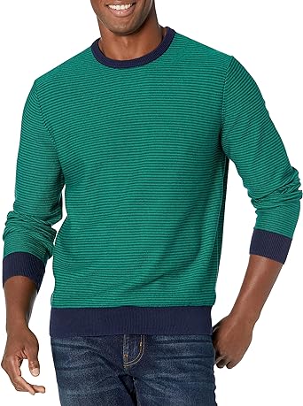 Photo 1 of Amazon Essentials Men's Crewneck Sweater (Available in Big & Tall) Large Emerald Green Stripe