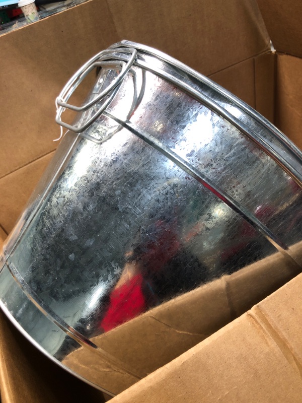 Photo 1 of BARsics Large 6-Gallon Galvanized Tin Beverage Tub with Handle, Rust-Resistant Metal Beer Bucket for Ice, Drinks and Beer Bottles, Lightweight and Durable, 20x14x10 inches (Pack of 2)