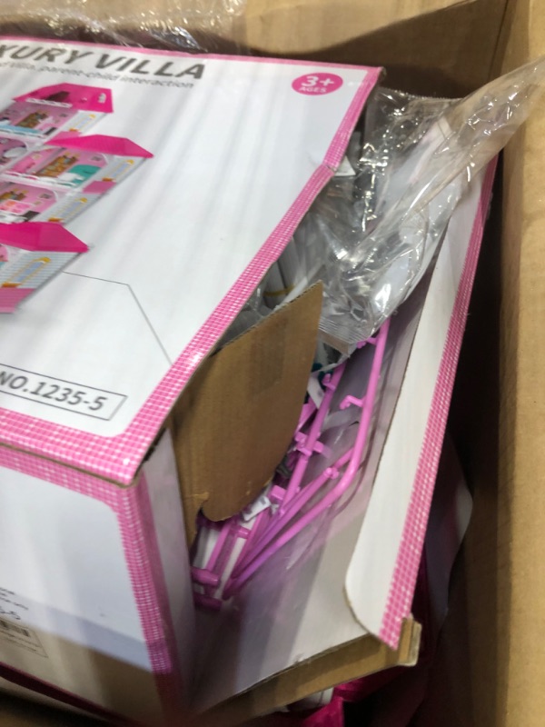 Photo 1 of Doll House for Girls Toys, 4 Stories 10 Rooms Pink Dollhouse with 2 Princesses Slide Accessories, Playset for Toddler Playhouse Gift for for 3 4 5 6 7 8+ Year Old Girls Toys
