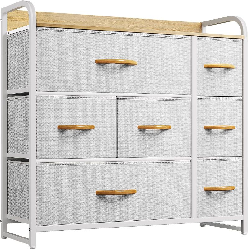 Photo 1 of YITAHOME Dresser with 7 Drawers - Fabric Storage Tower, Organizer Unit for Bedroom, Living Room, Hallway, Closets - Sturdy Steel Frame, Wooden Top & Easy Pull Fabric Bins
